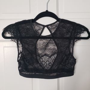 SOLD LOT Sam Edelman | Black Lace Crop Top Bralette Shirt Size Small
